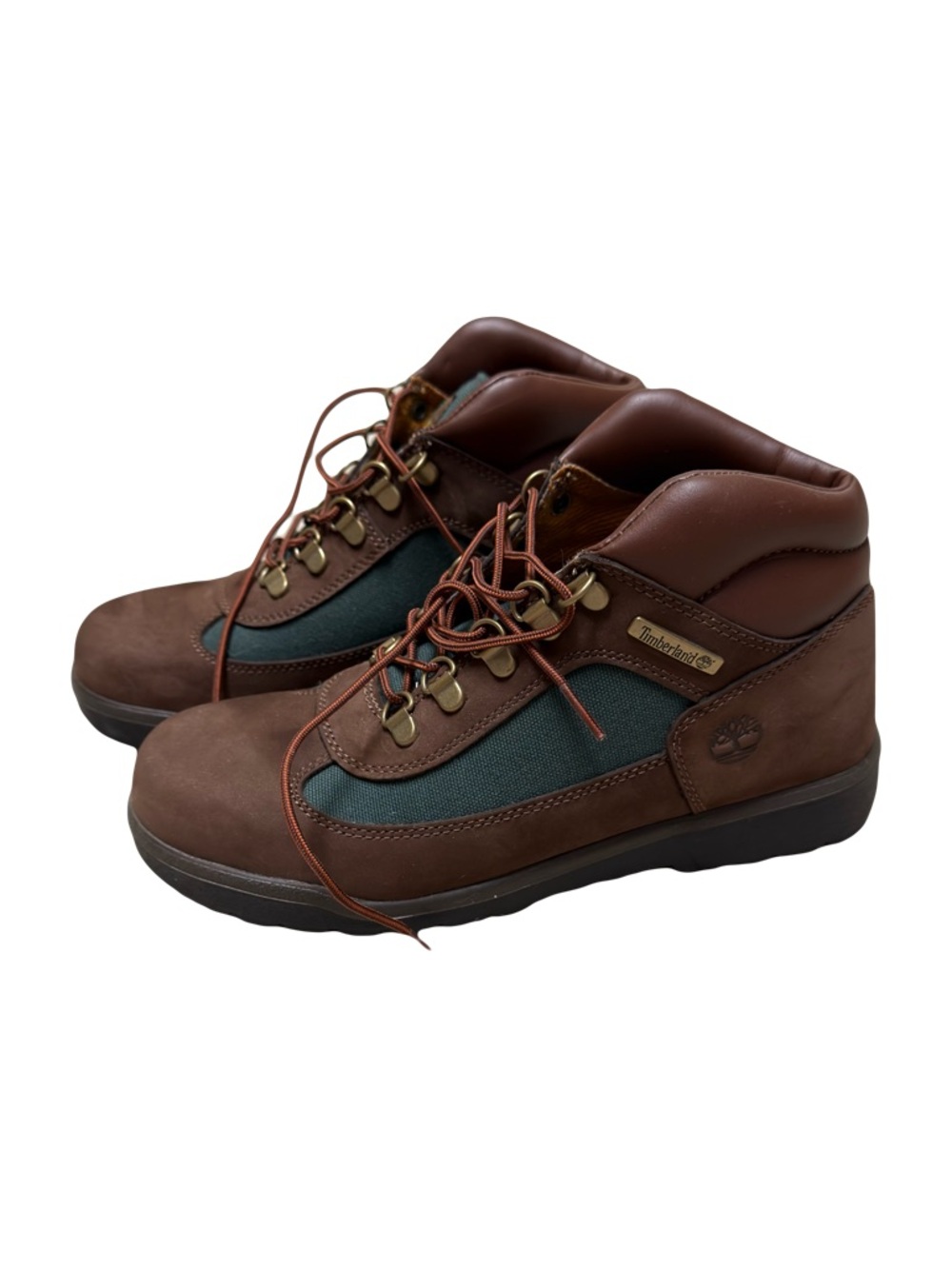 Timberland Brown and Green boys Leather field Boots